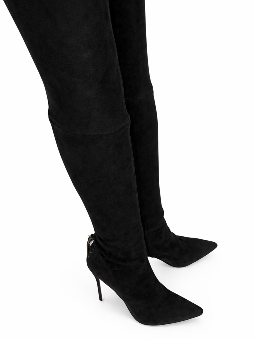 Pour La Victoire Caterina Black Suede Over-the-Knee Pointed Stiletto Boots